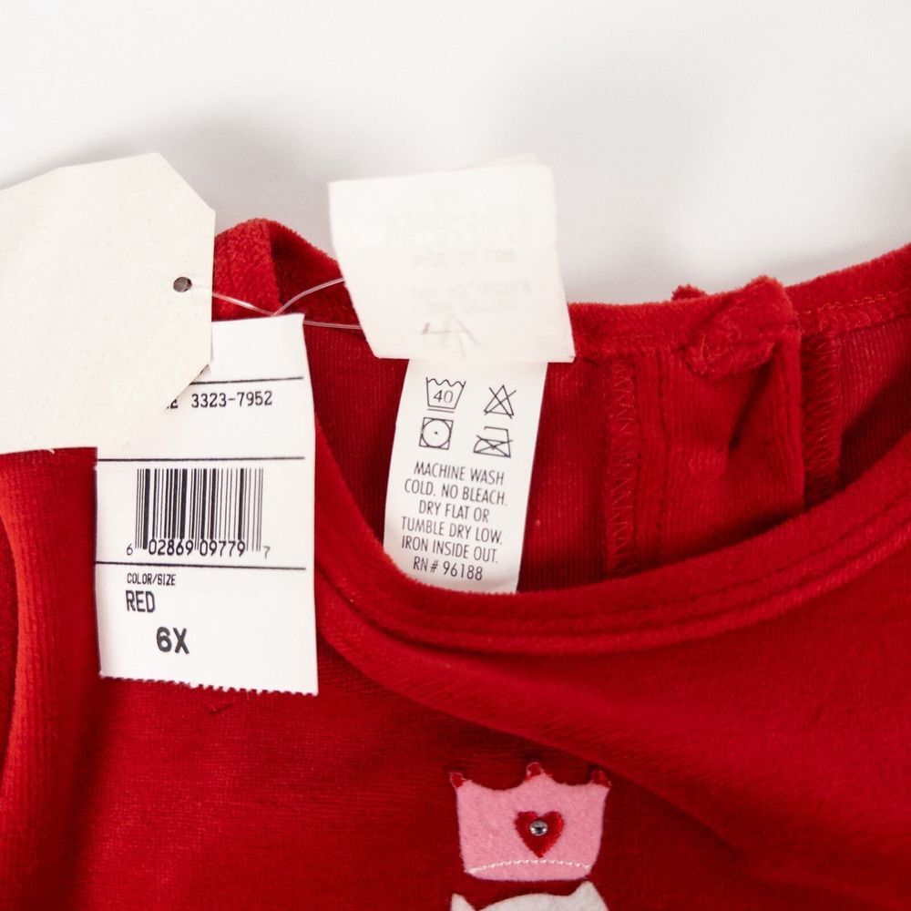 NEW Vintage 90s Sweet Potatoes Velour Cat Princess Dress Made in USA Red Sz 6X - Picture 7 of 10